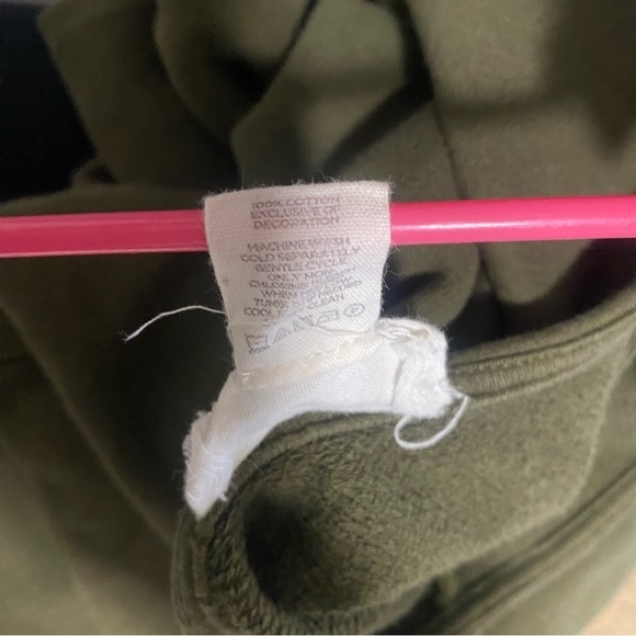 Loft Women’s Lounge Long Sleeve Pom Pom Fringe Cuffs and Bottom Medium Olive - Picture 7 of 8